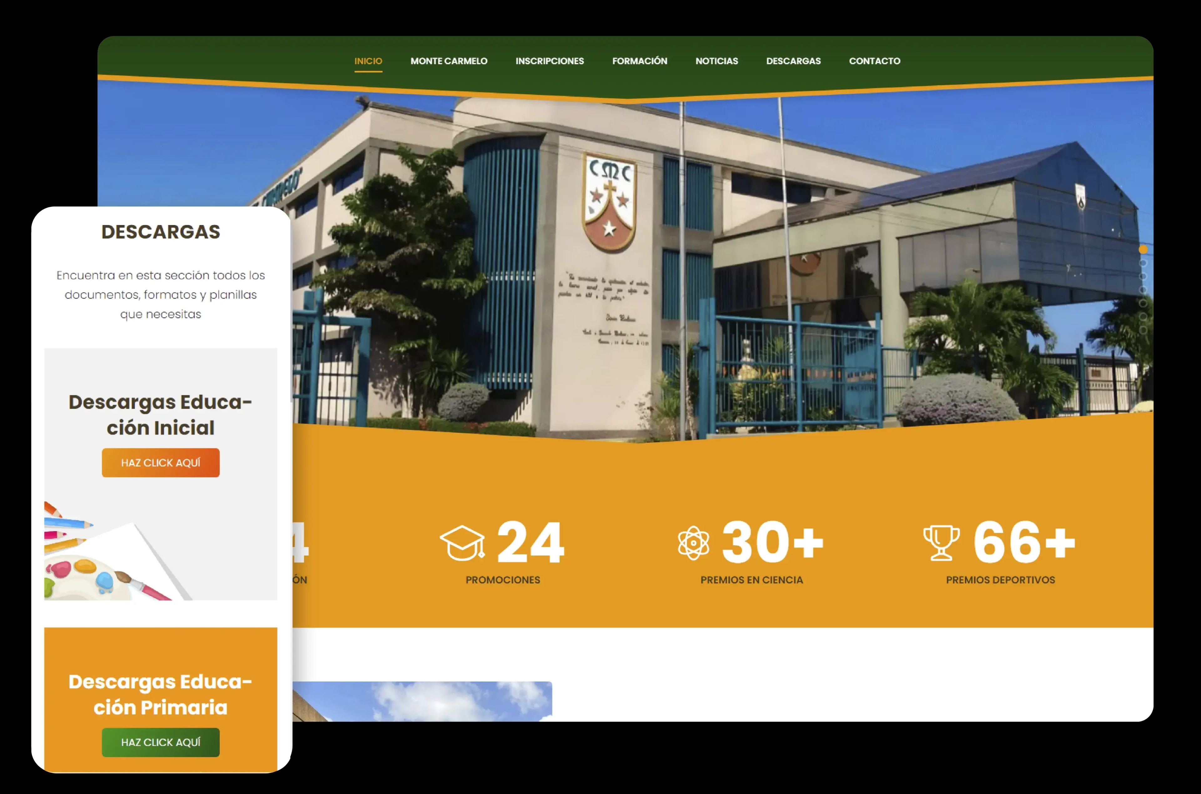 image in version web and mobile of montecarmelo college website
