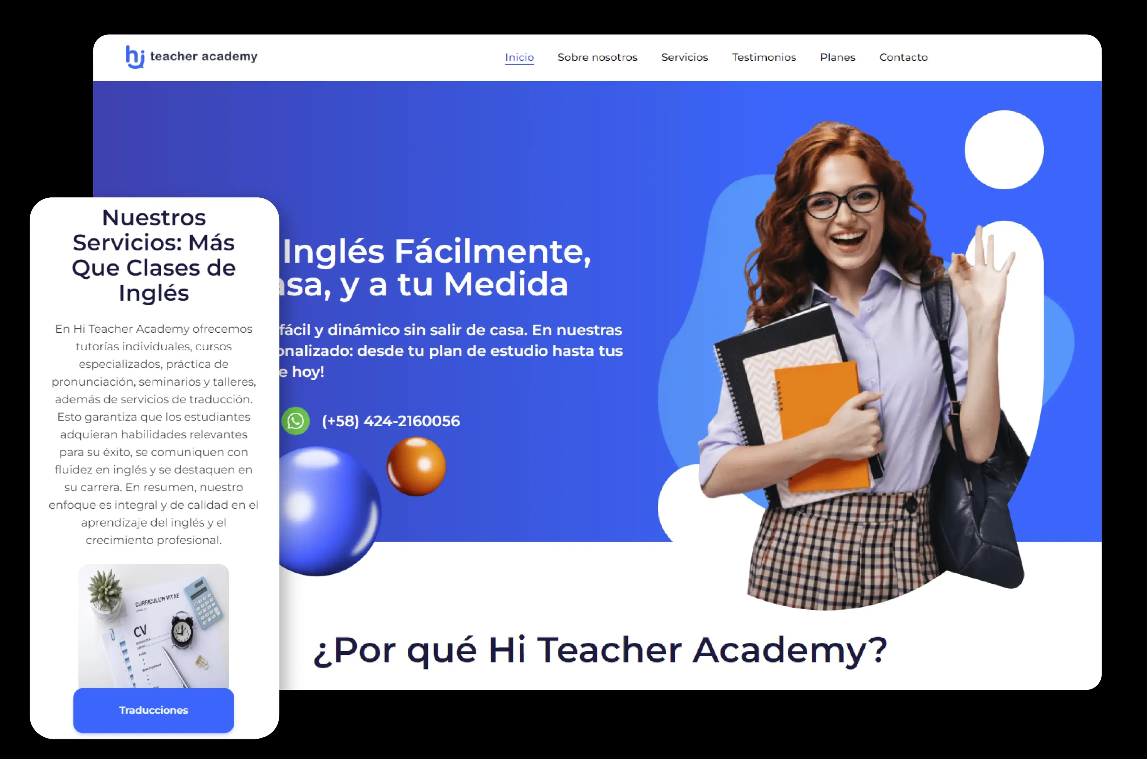 image in version web and mobile of hi teacher academy website