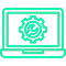 Laptop with a image of a gear in the screen